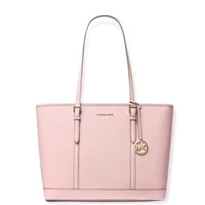 Michael Kors Jet Set Large Travel Leather Tote, Powder Blush